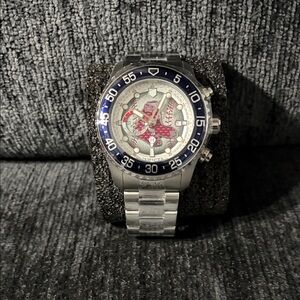 Silver and Blue red Sox Invicta Watch with Red Accents